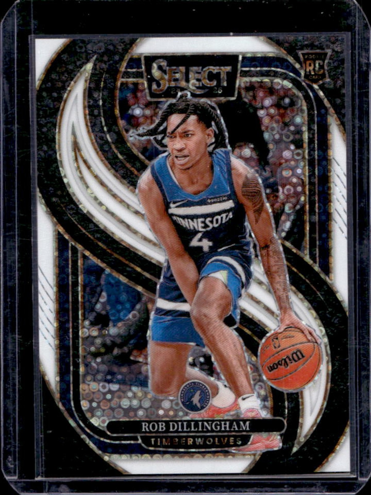 2024-25 Select Rob Dillingham Premier RC White Disco Prizm #32/75 Timberwolves