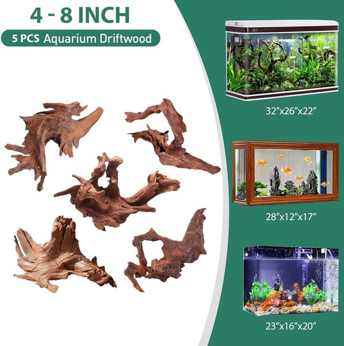 Einzigartiges 5-teiliges Mopani Treibholz für natürliches Aquarium und Reptilienlebensraum 5''-8'' - Bild 4 von 8