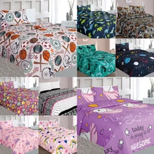 3/4pc KIDS PRINTED DESING SHEET COMPLETE SET FOR ANY SEASON OR GIFTS BOY GIRL