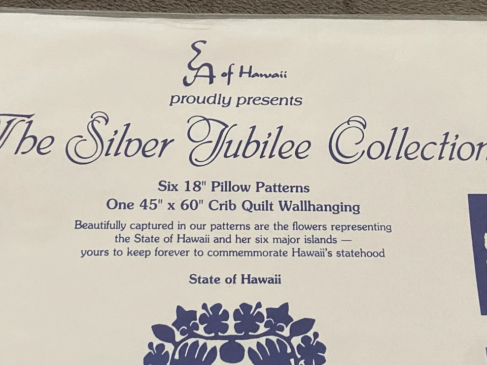 Vtg EA of Hawaii ~ Silver Jubilee ~ Hawaiian Quilt Pillow & Quilt Patterns ~ New - Image 2 of 4