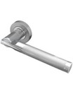 JEDO Door Handles Lever on Rose Latch Round Satin Chrome ( JV79OPCSC )