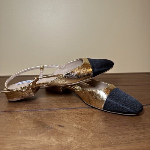 Steve Madden Damen Gold Belinda Kappe Blockabsatz Leder Slingback 5,5 M - Bild 3 von 11
