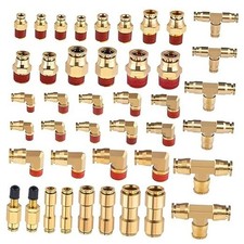 Brass DOT Air Brake Line Fittings 1/4" 3/8" 1/2" Push to Connect 43 PCS