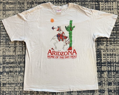 Vintage 1989 Aridzona Home Of The Dry Heat Puff Print Skeleton T-Shirt XL Desert