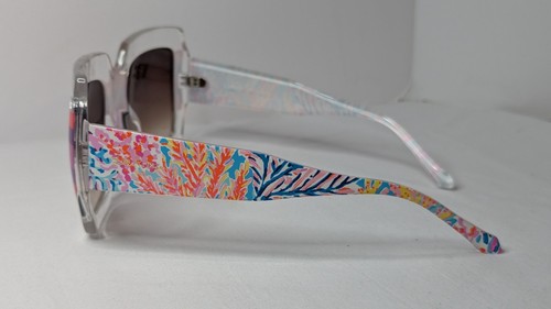 Lilly Pulitzer Oversized Square Splashdance Sunglasses Stripes Floral Tropical - Picture 3 of 9