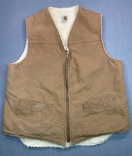 Vintage Carhartt Vest Men's XL Duck Canvas Sherpa Lined 6SV Hunting Shooting