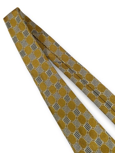Burberrys London Vintage Silk Tie Metallic Gold Black Checkered Box Logo Italy - Picture 11 of 16