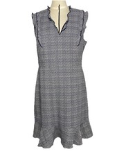 Vestido largo elegante para mujer KARL LAGERFELD con patrón a cuadros y ribete con volantes EC