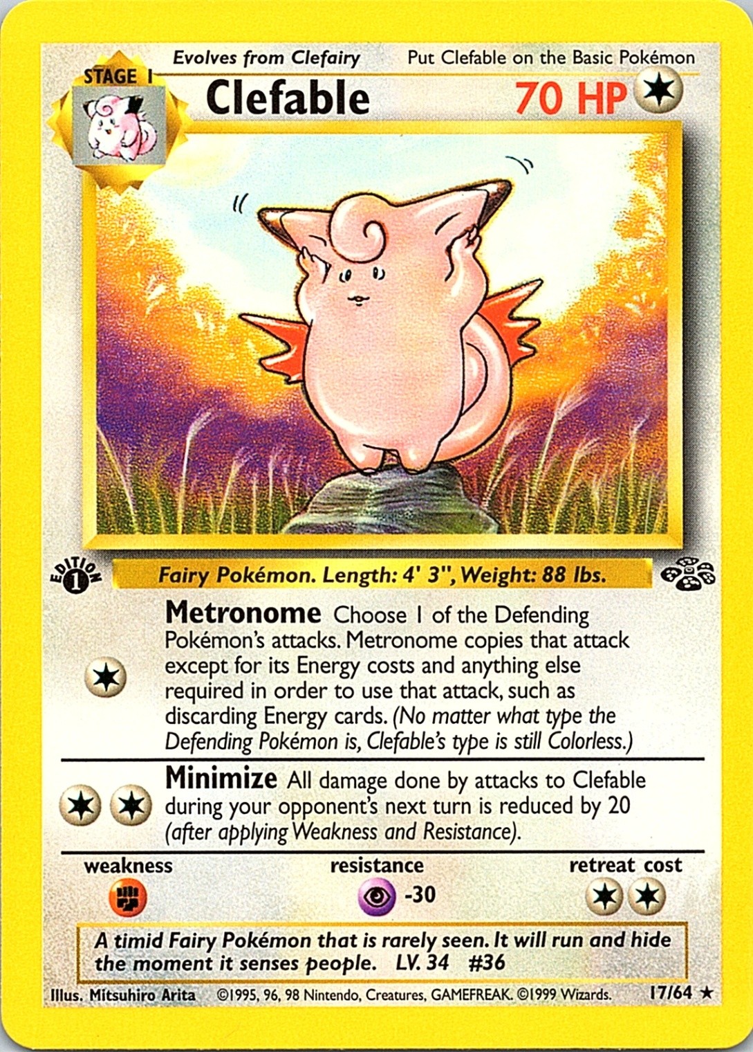 1st ed -Clefable (17) Rare Jungle 17/64 NM