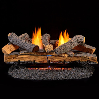 DLS-30R-1 Dual Fuel Ventless Fireplace Logs Set with Remote Control, Use with Na
