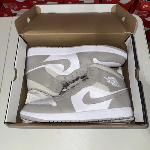 Size 18 - Air Jordan 1 Mid Linen College Grey Men’s NEW 554724-082