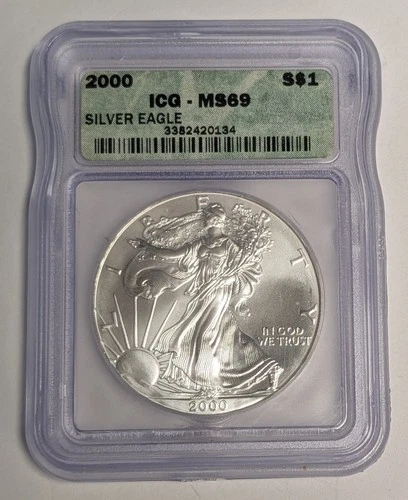 2000 American Silver Eagle ~ ICG MS69 ~ 1 oz .999 Silver ASE