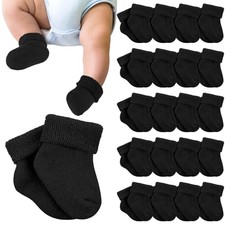 20 Pair Preemie Socks Baby Boy Girls Newborn Premature Terry Cotton Black