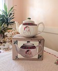 Cracker Barrel Christmas in the Woods Santa Claus Ceramic Teapot & Lid in Box