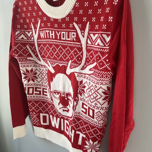 The Office Herren Ugly Christmas Pullover Rot mit der Nase So Dwight - Bild 7 von 11