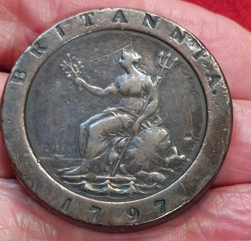 1797 GEORGE III CARTWHEEL TWOPENCE TATSÄCHLICHE MÜNZE AUSWÄHLEN 40mm ca 58 Gramm - Bild 3 von 8