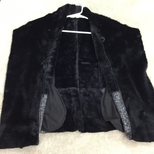 MYSTREE Black Faux Fur Vest Stylish Mid-Length Sz S - Picture 3 of 6
