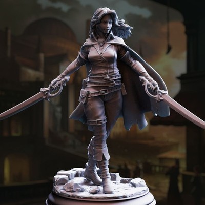 Rogue Duelist - Angela Hardvin -Human Rogue - D&D PF2e - Paint Ready Mini