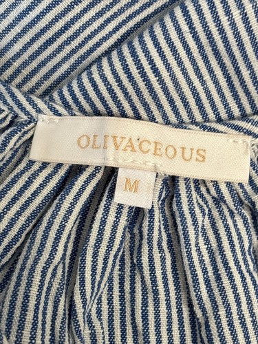 Oliveaceous Blue & White Striped Halter Neck Linen Dress Womens M Sleeveless Cas - Picture 5 of 9