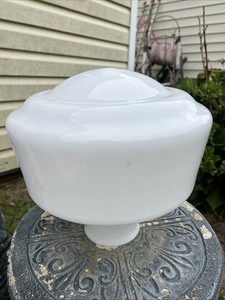 Vintage White Glass Schoolhouse Light Shade Globe
