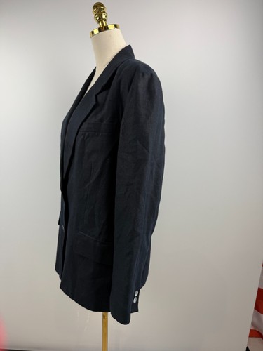 Talbots Black 100% Irish Lien 2 Button Womens Blaxer Size 14 - Picture 6 of 7