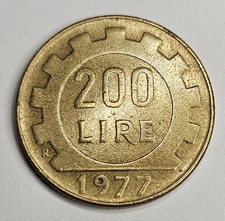 1977 Italy 200 Lire - Circulated Italian Aluminum Bronze World Coin - Europe