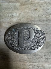 Award Design Medals Belt Buckle Solid Brass Letter Initial P Western ADM