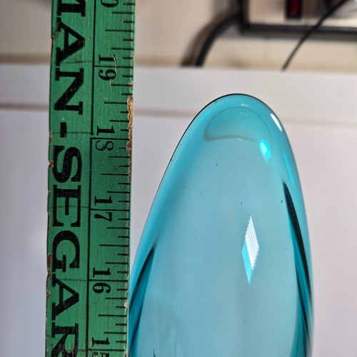LE Smith Peacock Blue Fat Bottom Smoothie 18.5" Swung Vase VTG MCM Turquoise - Picture 5 of 14