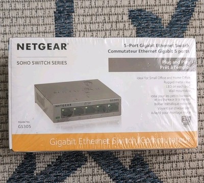 NETGEAR Soho 5-Port Gigabit Ethernet Switch GS305 100PAS NEW/SEALED