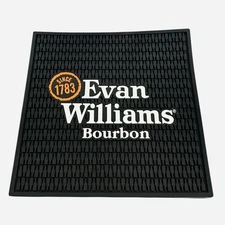 Evan Williams Bourbon Whiskey Black Rubber Bar Mat Wine Rail Runner 14"x14" New