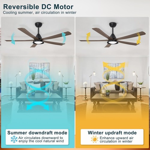 Waterproof Outdoor Ceiling Fan with Light, 52'' Patio Ceiling Fan Remote/APP ... - Picture 4 of 9