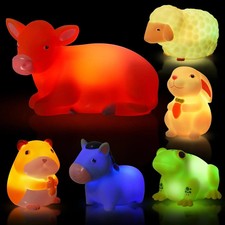 Bath Toys for Kids: 6 PCS Light-Up Farm Animal Bath Toy Set, Bathtub Pool Bath T