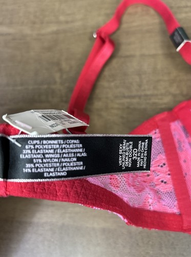 Victoria’s Secret pizzo ciglia floreale 32D rosa rosso molto sexy - Foto 6 di 8