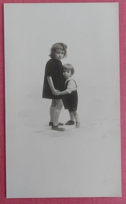 19. Jh. Großes altes Foto - Bruder und Schwester - Pierre Petit - Paris. 16 x 27 cm