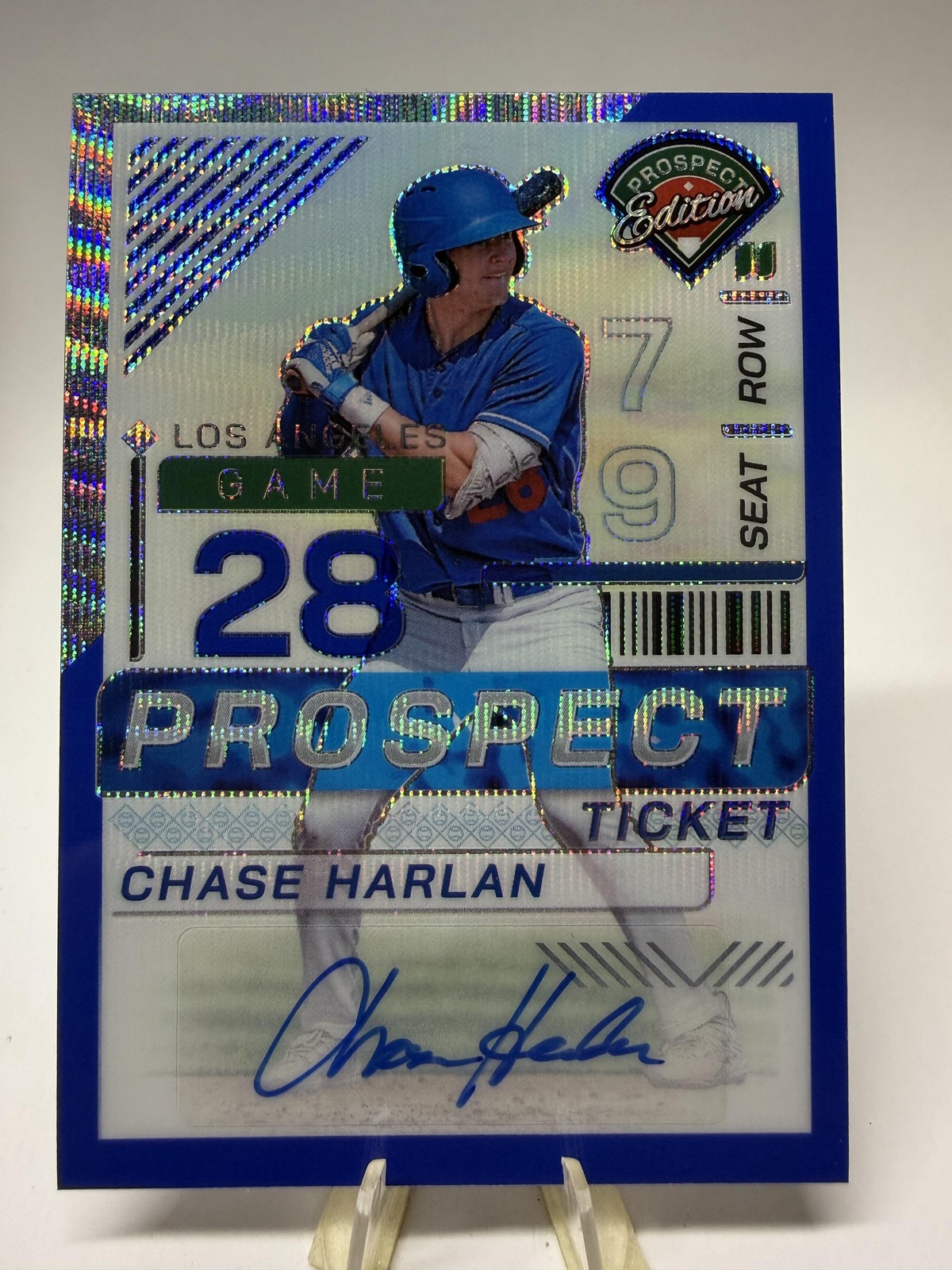 2024 Panini Prospect Edition #108 Chase Harlan Blue Wave Signatures Holo #/75