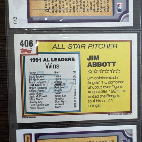 Lote de 9 tarjetas de béisbol coleccionables Jim Abbott y Craig Biggio - Imagen 15 de 20