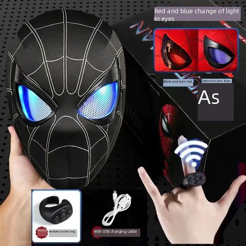 Miles Spiderman Mask Cosplay Moving Eyes Light Electronic Remote Control Gift - Picture 16 of 22
