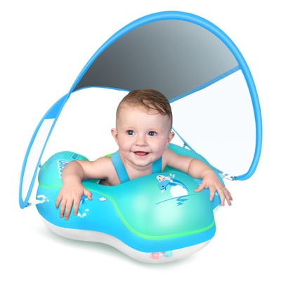 #ad Baby Swimming Float Inflatable Baby Pool Float Ring with Sun Protection Canop...