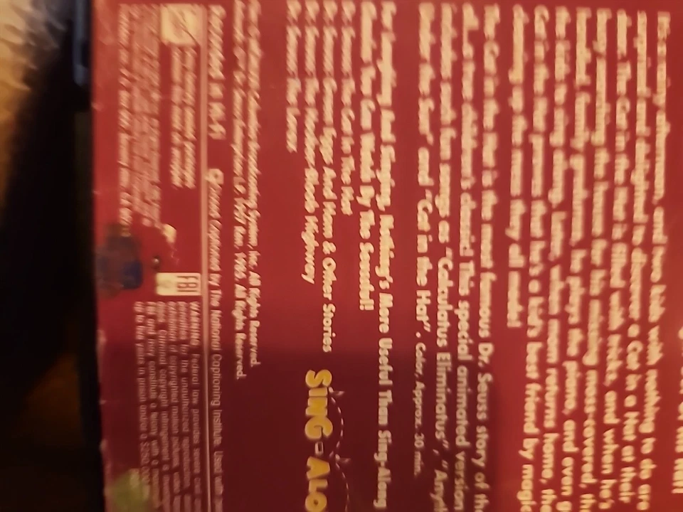 Dr Seuss Cat in the Hat Animated Sing-Along VHS Tape Foto 2 de 2