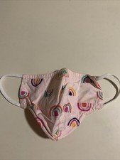 Cloth Child  s Face Mask Pink with Rainbows Covers Nose and Mouth Washable