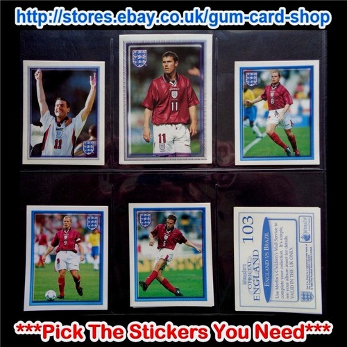 MERLIN'S OFFICIAL ENGLAND - WORLD CUP 98 (100 TO 199) *PLEASE CHOOSE STICKERS* - Picture 1 of 12