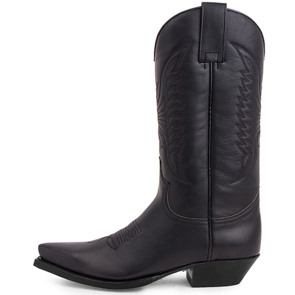 Para hombre Zapatos con punta puntiaguda Caballero Bordados Vaquero Moda Botas de Vaquero Occidentales