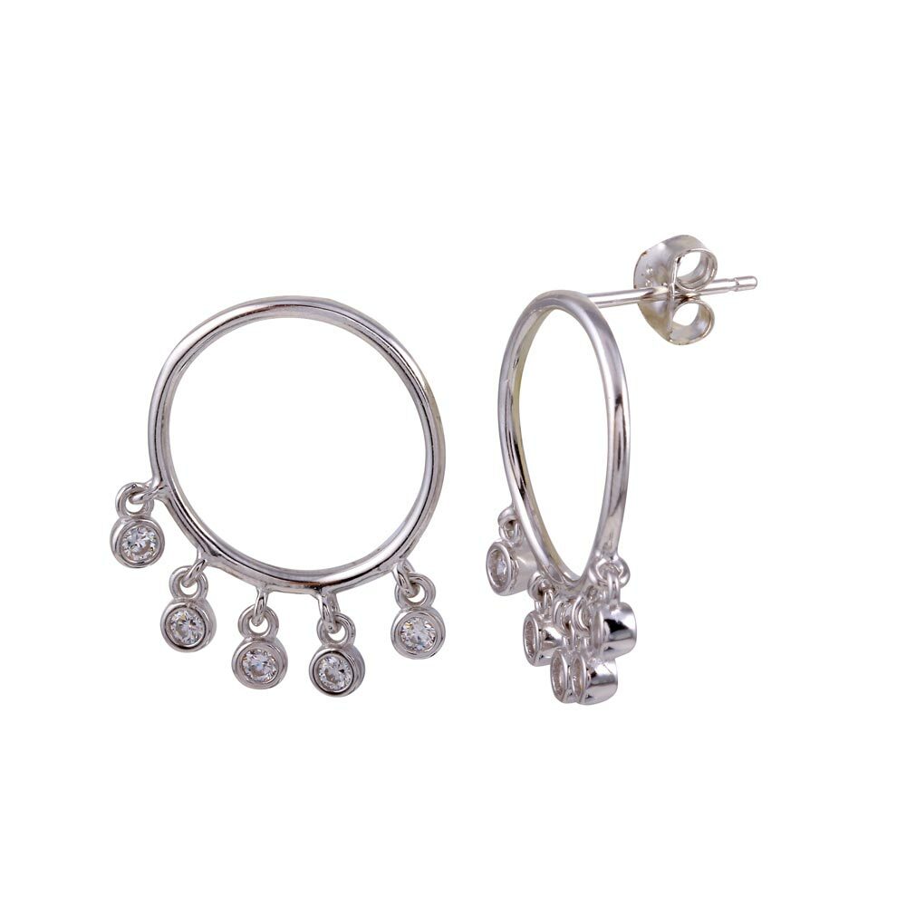 Sterlingsilber Creole Stecker Ohrringe Mit / Lang Rund …