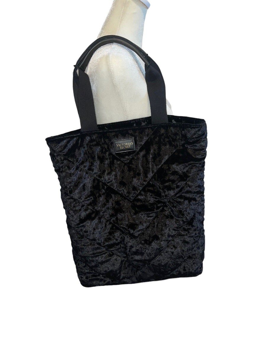 Black velvet tote bag discount