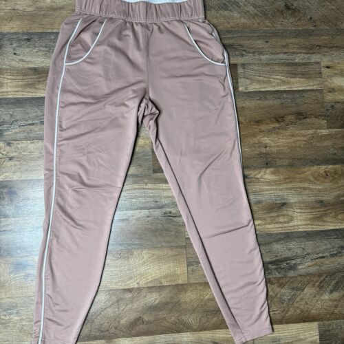 Gymshark Recess Jogger Pants Taupe Pink Pull On Foldover Waist Gym Women’s M - Picture 2 of 8