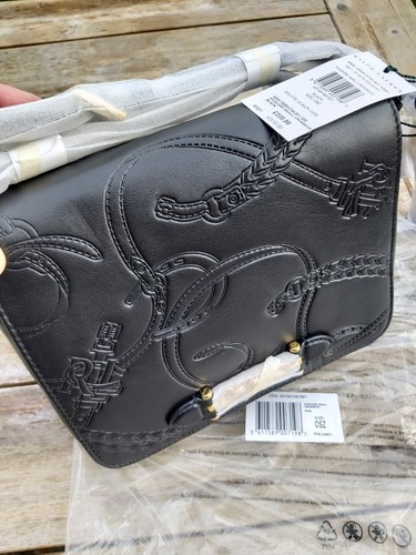 Genuine New RALPH LAUREN Black Pickford CROSSBODY Embossed LEATHER BAG & TASSLE - Picture 9 of 18