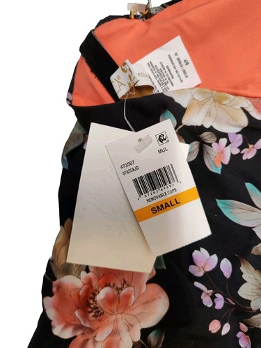 Becca Tankini Swim Top Women's Small Halter Swimsuit Peach Floral Beach Bra - Picture 5 of 8