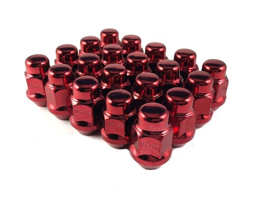 Lug Nuts Bulge Acorn 12x1.75 Ford Lincoln Red Finish 20 - Picture 1 of 2