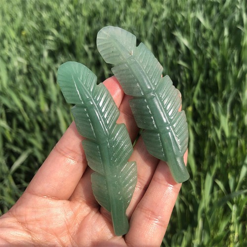 3"+ Carved Natural Aventurine Feather Quartz Crystal Wings Specimen Gift 1pc - Picture 13 of 21