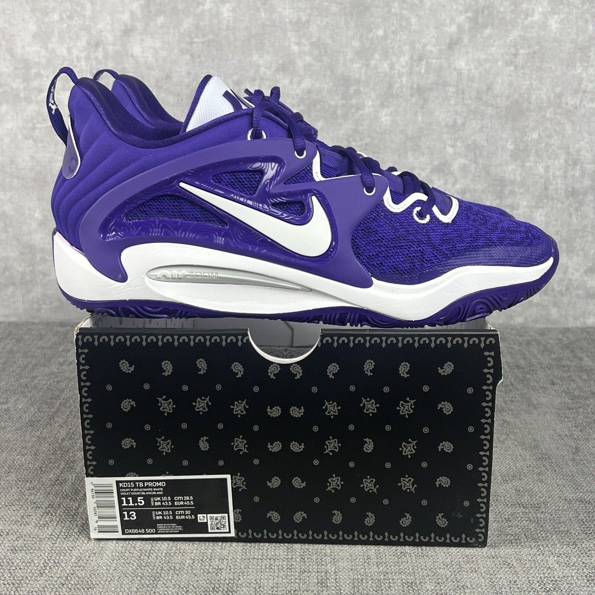 Nike KD15 TB Promo Court Purple White DX6648 500 Men's Size 11.5